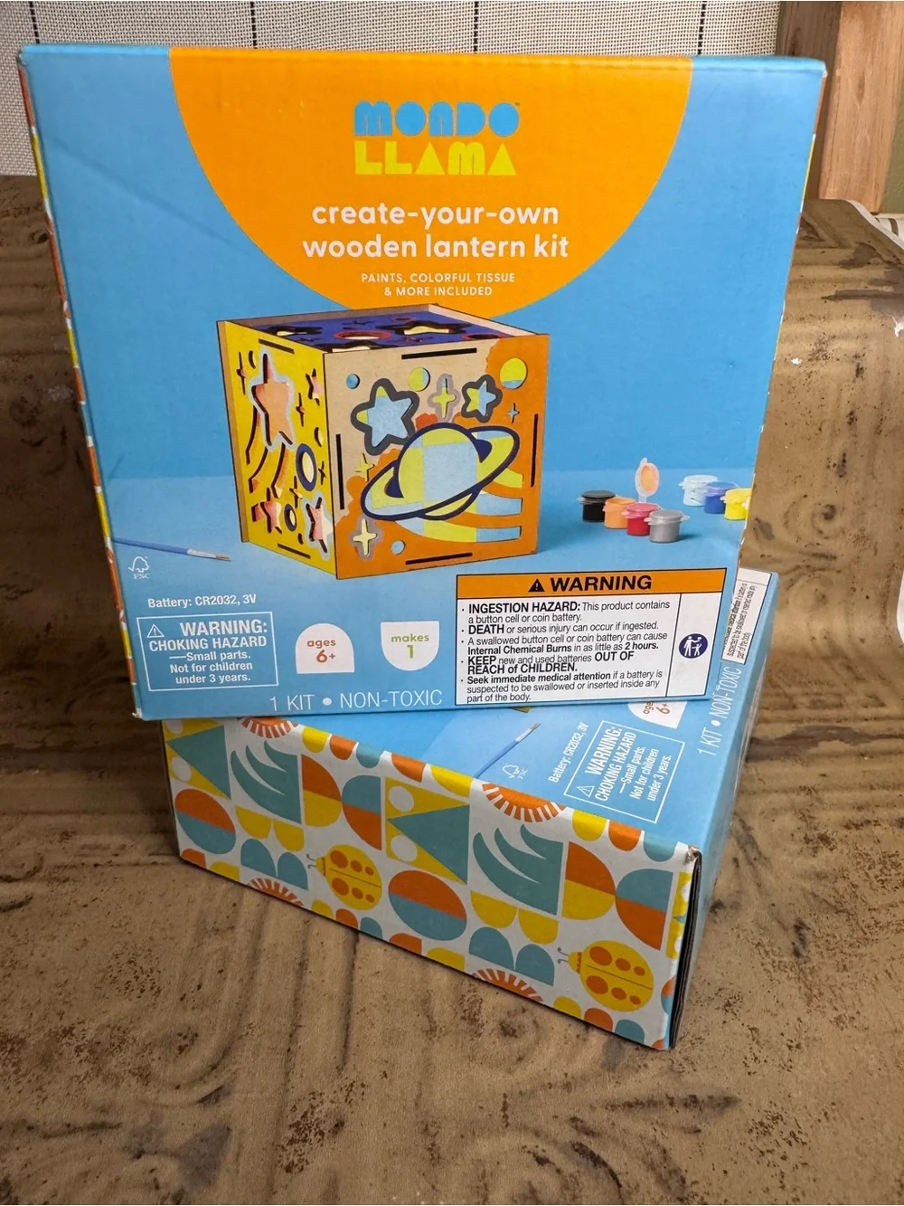 Mondo Llama Blue Create-Your-Own Wooden Lantern Kits- set of 2